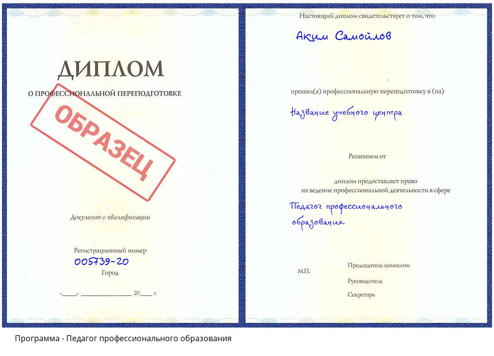 Педагог профессионального образования Алексеевка
