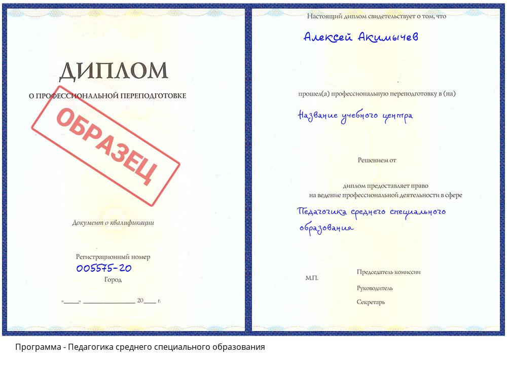 Педагогика среднего специального образования Алексеевка